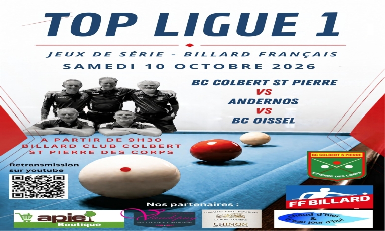 Championnat TOP LIGUE 1 Jeux de Série le 10/10 à St-Pierre-des-Corps