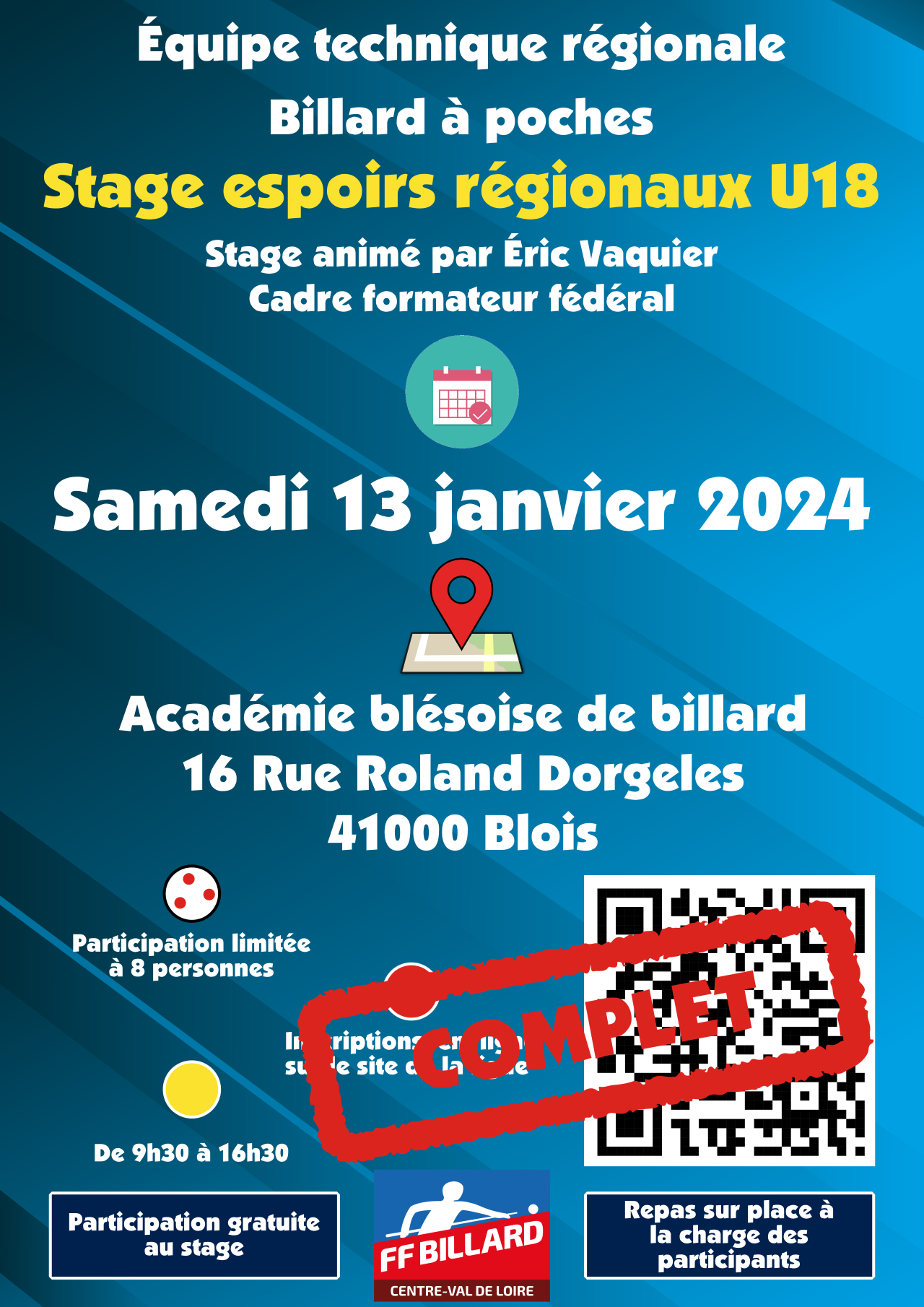 ETR LBCVL Affiche Stage U18 Blackball Blois