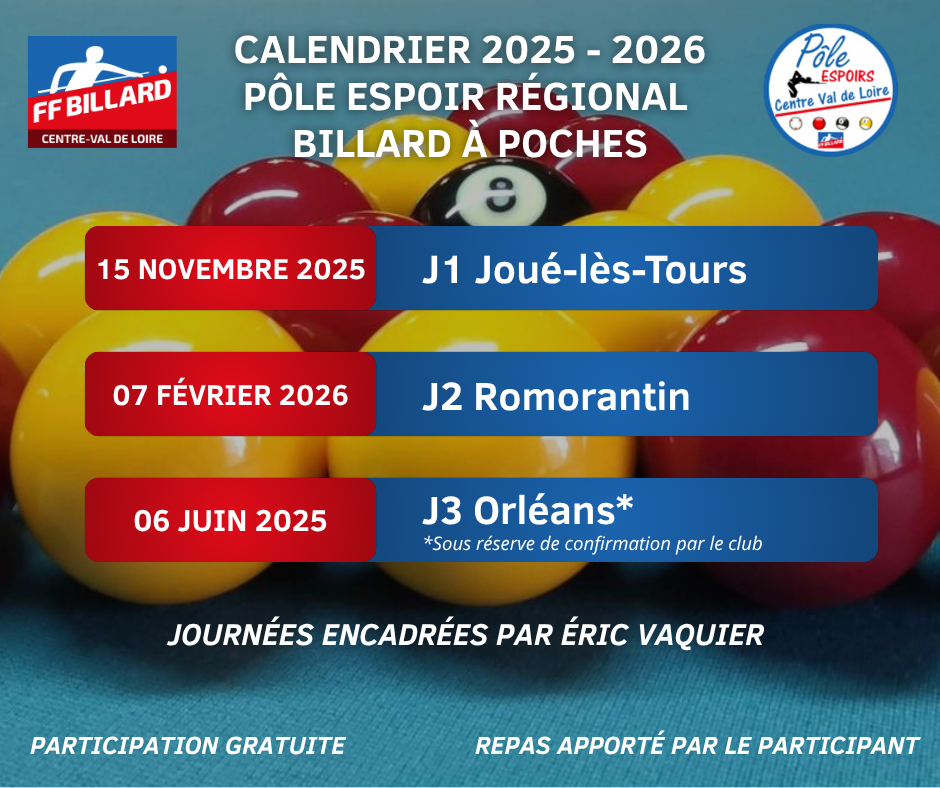 Calendrier pole espoir BAP