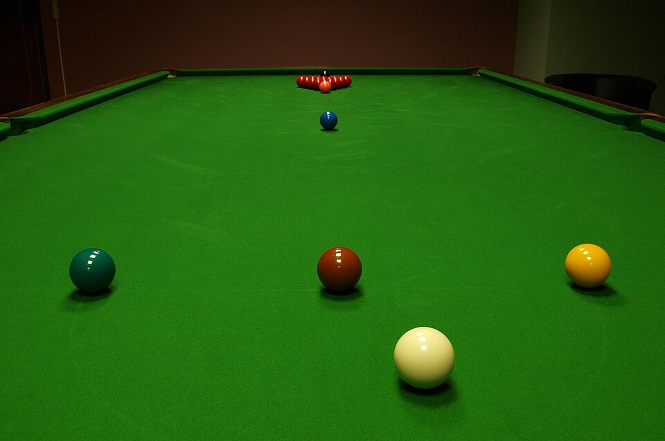 Table de snooker en position de départ